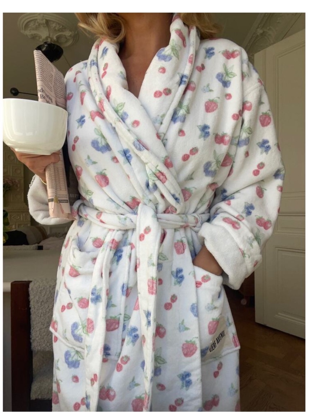 NWT Djerf Avenue Organic Cotton Terry Robe Summer Berries M-L - Picture 7 of 15